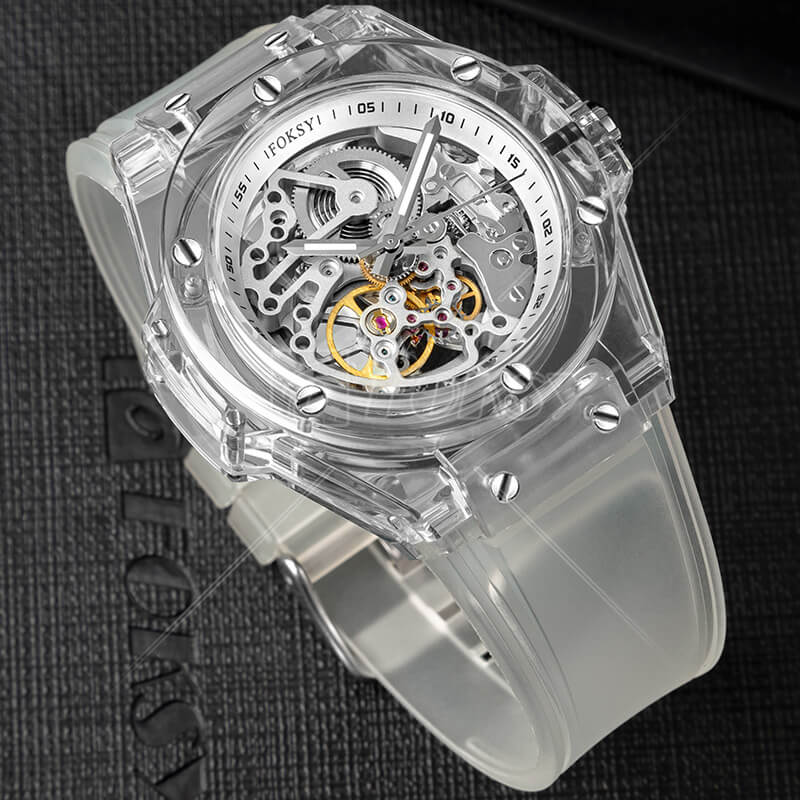 Custom Clear Acrylic Sports Style Automatic Mechanical Watch Manufacturer