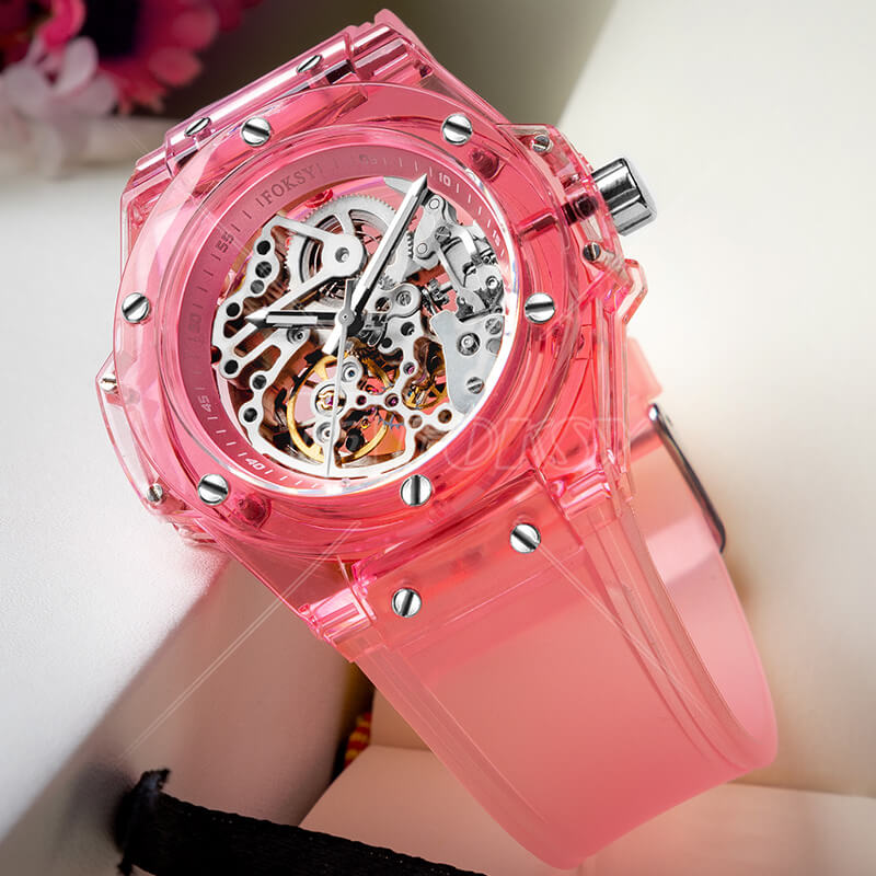 Custom Clear Acrylic Sports Style Automatic Mechanical Watch Manufacturer