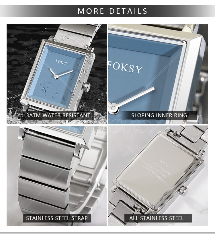 silver square quartz watch