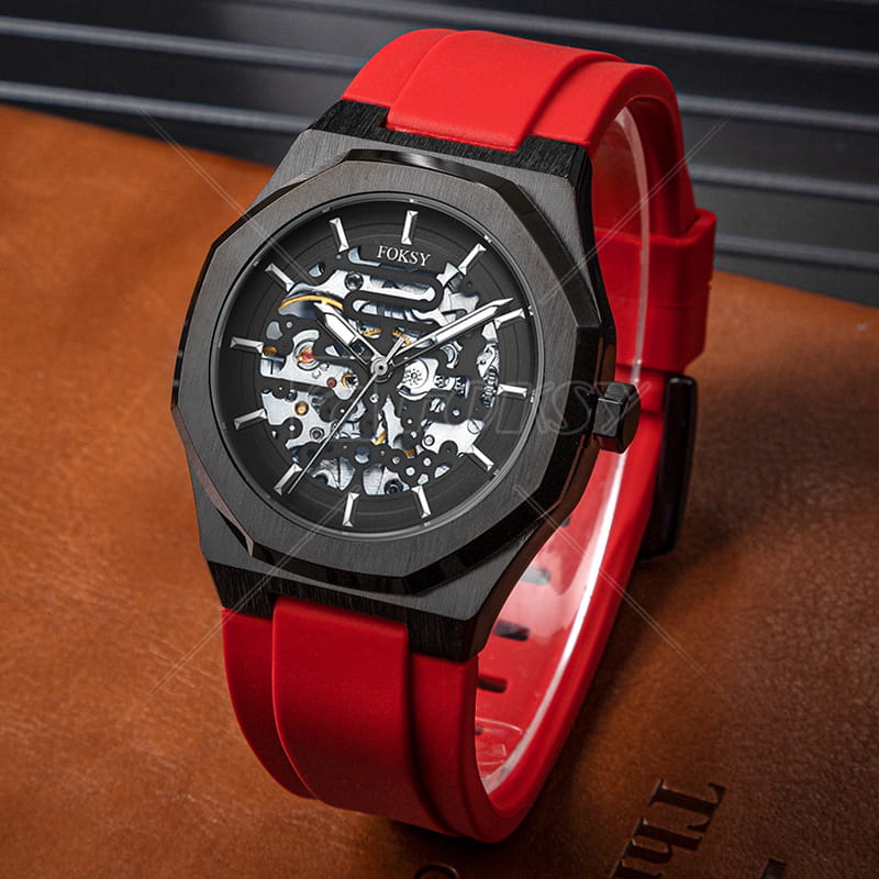 Customized Stylish Classic Silicone Strap Watch, Men Automatic Luxury Watch Manufacturer