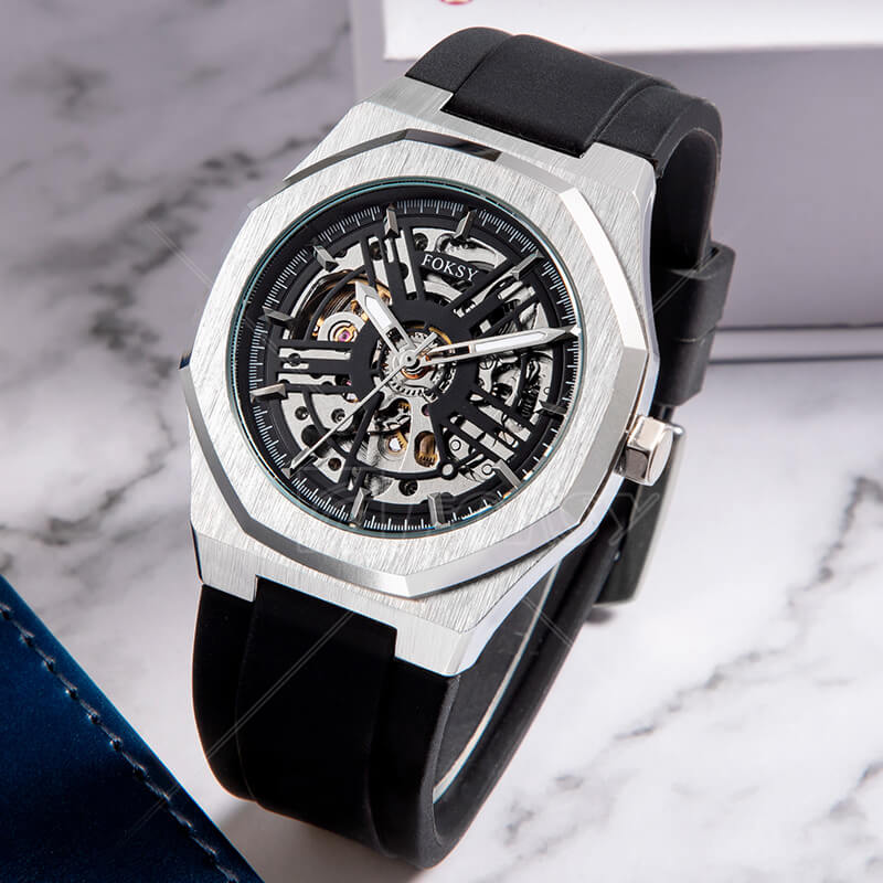 Custom Stainless Steel Watch Skeleton Automatic Men Watch, Fashion Watch Manufacturer