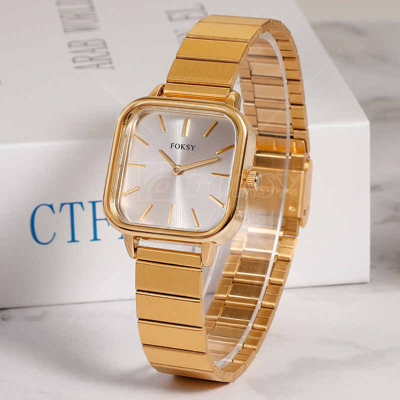 Wholesale Price Square Stainless Steel Watch Band Alloy Case 3ATM woman Quartz Watch