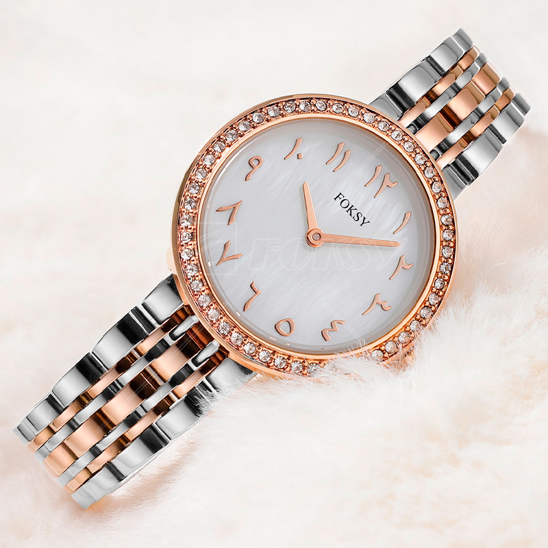 ODM OEM Round Arabic Numeral Dial with Diamonds woman Quartz Watch Factory