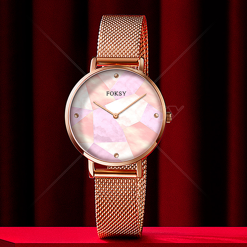 36MM Fashion Fancy Stitching Dial Ladies Stainless Steel Quartz Watch Supplier