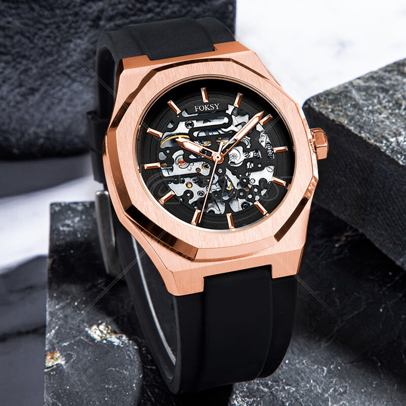 OEM/ODM Skeleton Automatic Analog Watch for Men, Mechanical Men's Business Watch Factory