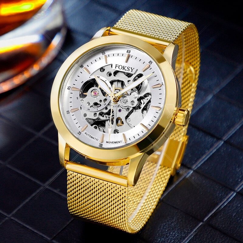 Customized Men Automatic Mechanical Watches, Crystal Dial Men Watches Manufacturer