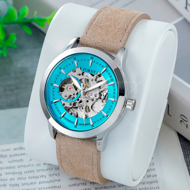 Customized Men Automatic Mechanical Watches, Crystal Dial Men Watches Manufacturer