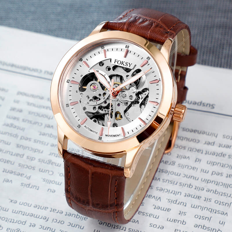 Customized Men Automatic Mechanical Watches, Crystal Dial Men Watches Manufacturer