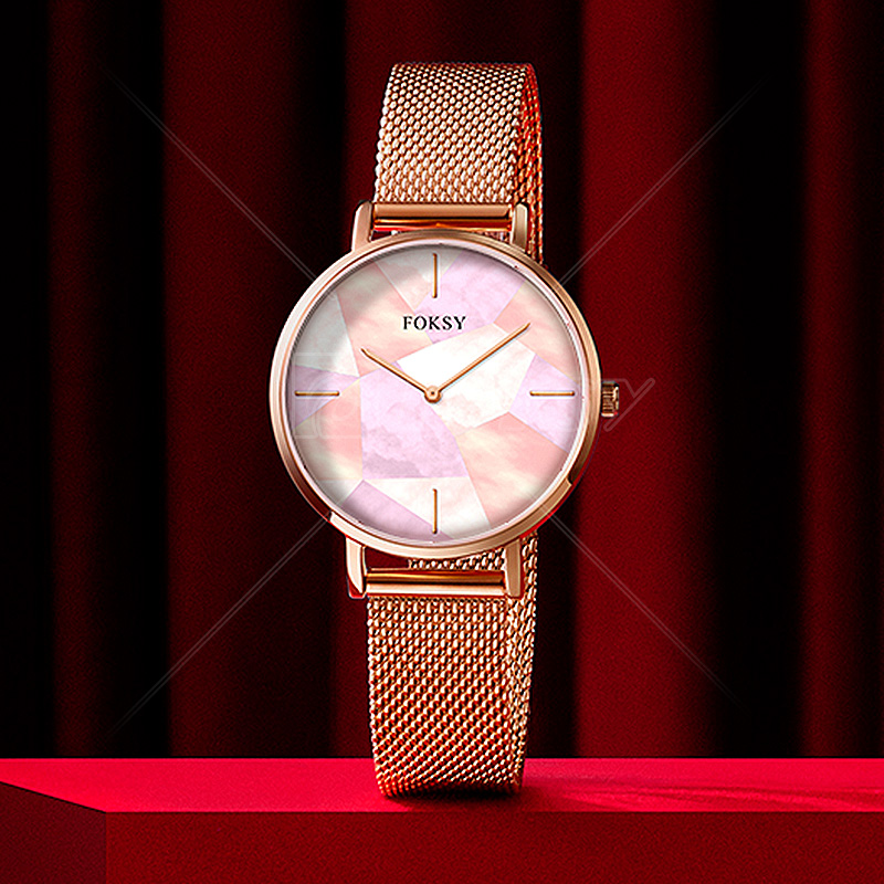 Custom Classic Round Stainless Steel Graduated woman Quartz Watch Factory