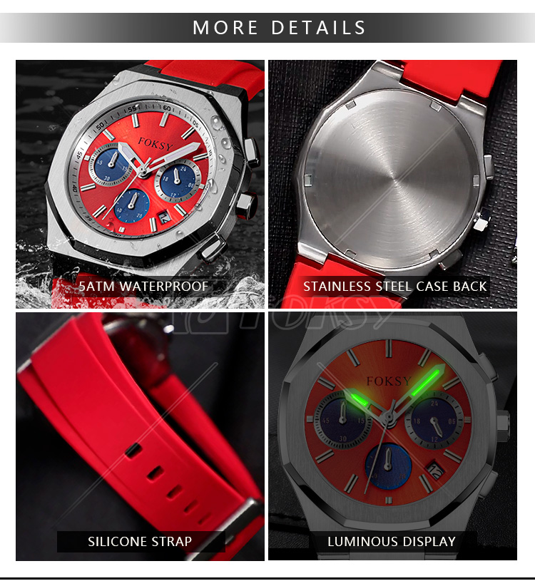 Custom Red Strap Chronograph Watch