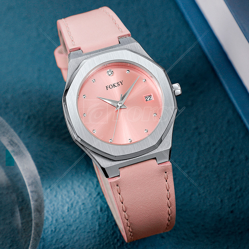 Factory Price Leather Stainless Steel Strap Fashion Simple Ladies Quartz Watch