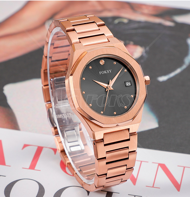 Factory Price Leather Stainless Steel Strap Fashion Simple Ladies Quartz Watch