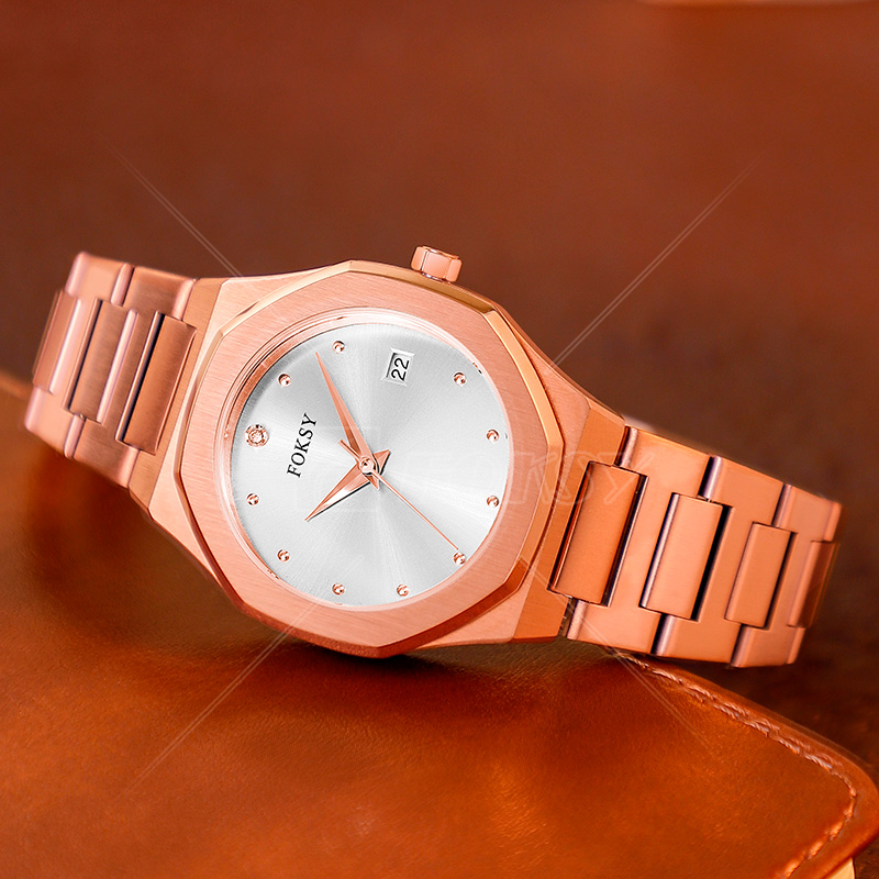 Factory Price Leather Stainless Steel Strap Fashion Simple Ladies Quartz Watch