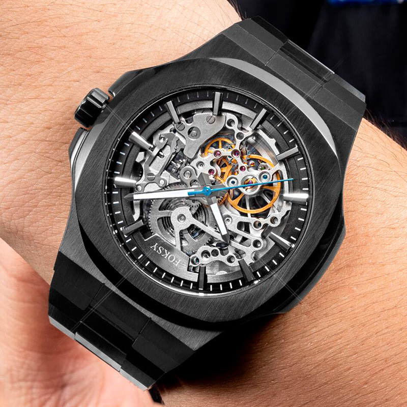 Private Label Designer Waterproof OEM Stainless Steel Wrist Man Custom Skeleton Luxury Automatic Men Boy Mechanical Watches