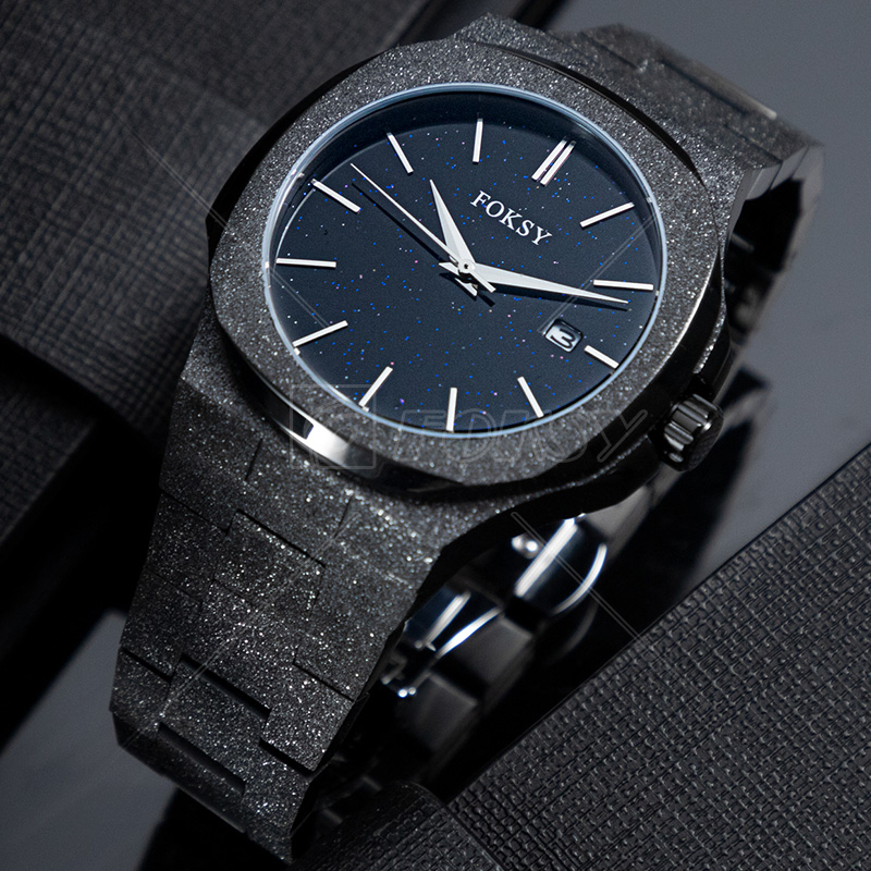 Elegant Stainless Steel Strap Luxury Frost Rose Gold Hand Wrist Quartz Men Fashion Wrist Starry Sky Star Dust Watch for Men