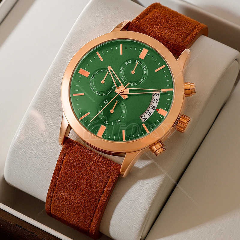 Personalised Mens Watch Waterproof Chronograph Luminous Date Wristwatch For Men Quartz Leather Men'S Watches