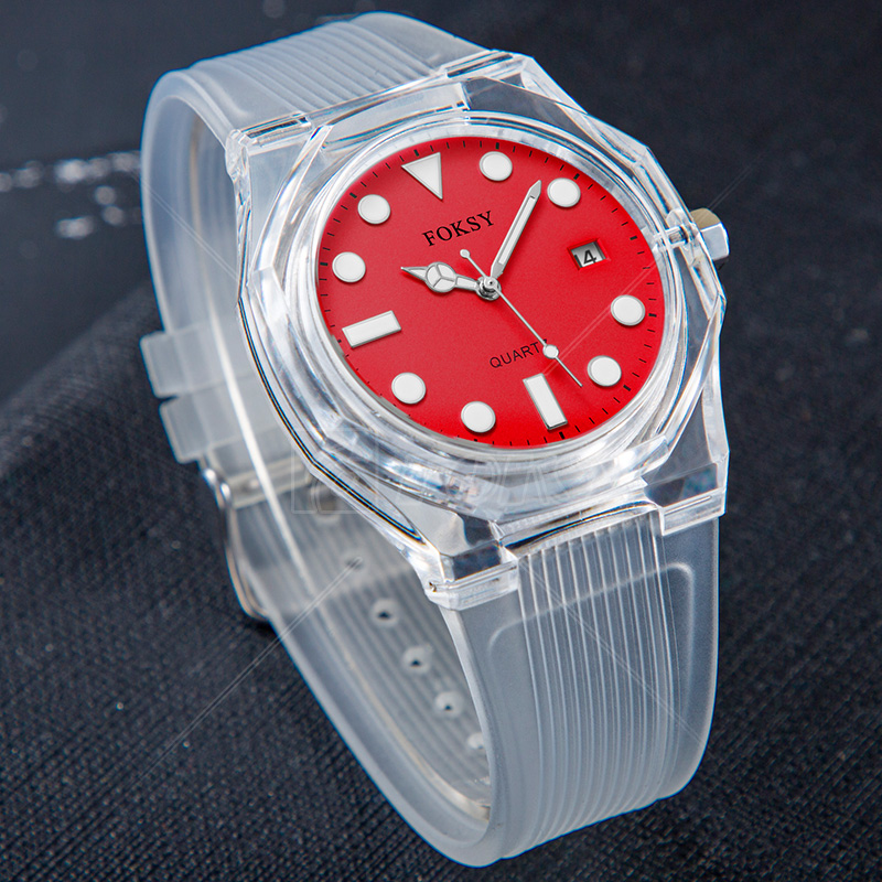 Personalised Watch Fashion Luminous Hands Transparent Plastic Case Quality Men'S Date Quartz Waterproof Watch