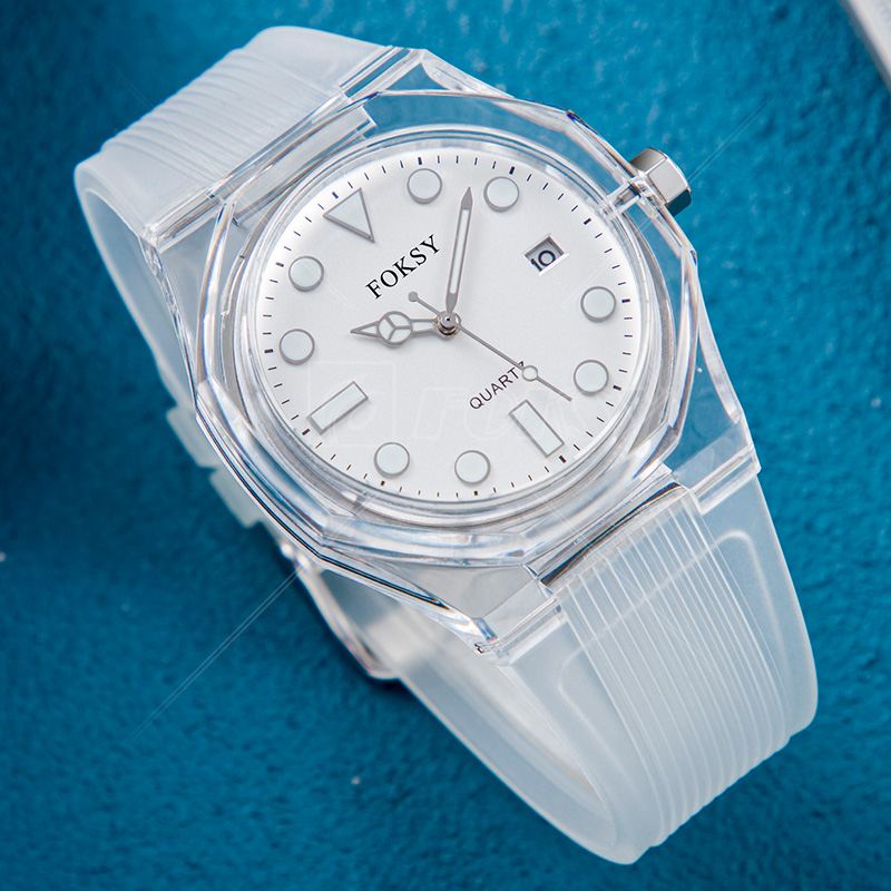Personalised Watch Fashion Luminous Hands Transparent Plastic Case Quality Men'S Date Quartz Waterproof Watch