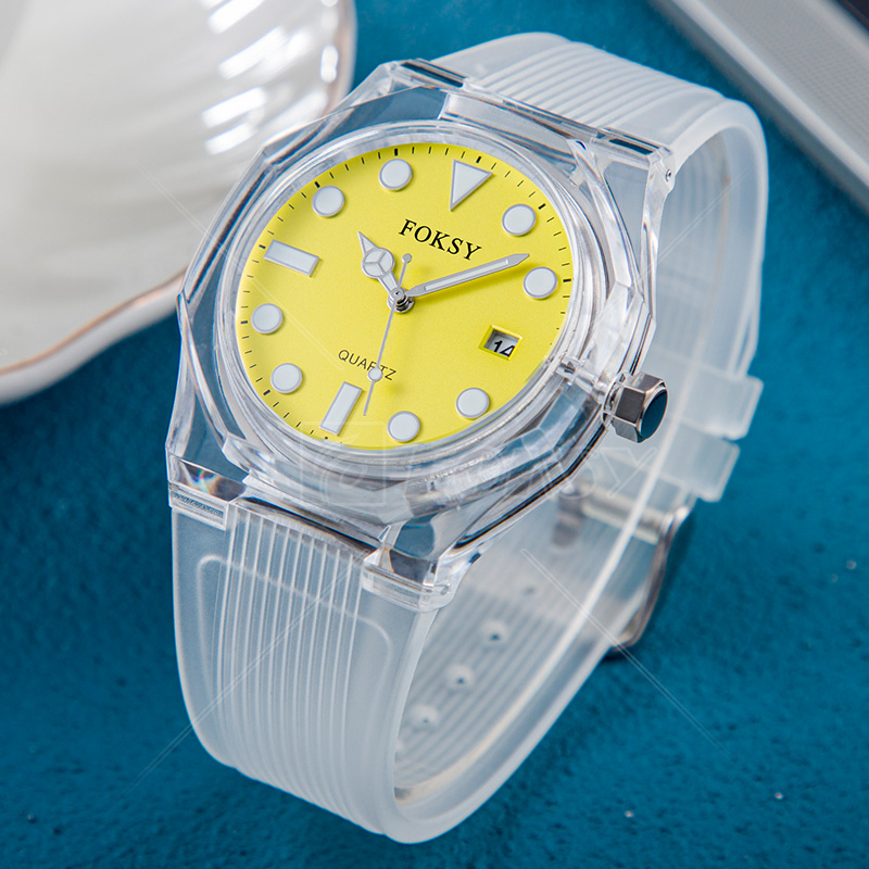 Personalised Watch Fashion Luminous Hands Transparent Plastic Case Quality Men'S Date Quartz Waterproof Watch