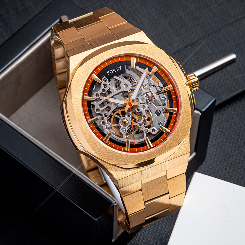 Private Label Designer Waterproof OEM Stainless Steel Wrist Man Custom Skeleton Luxury Automatic Men Boy Mechanical Watches