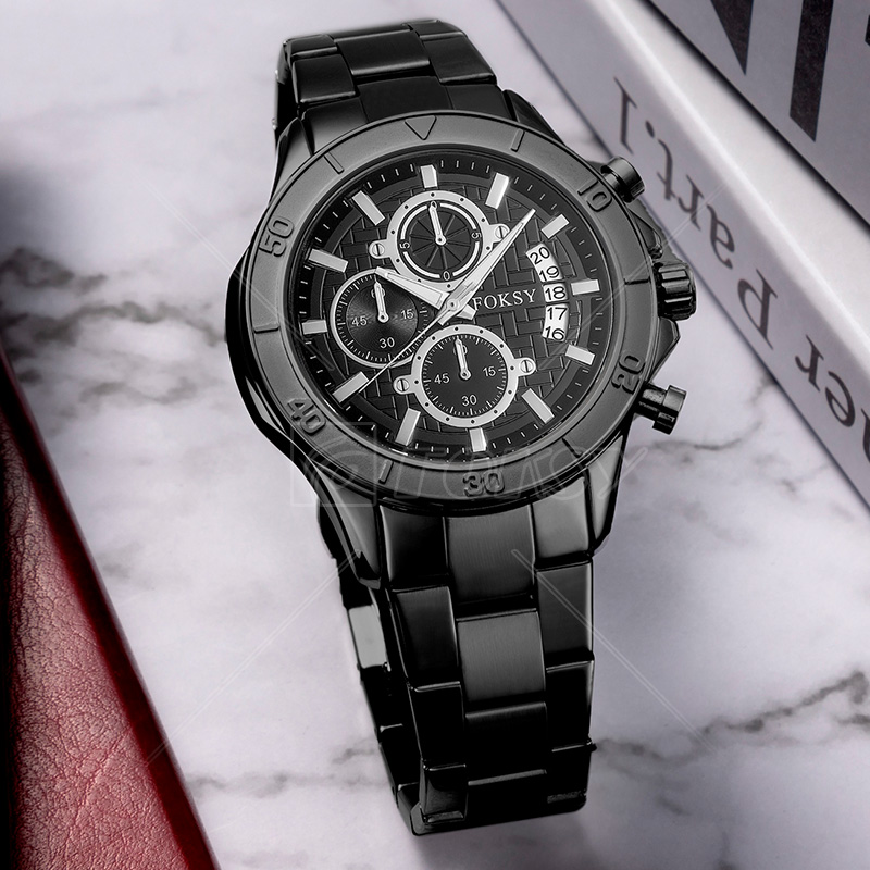 Top Luxury Sport Quartz Watch Gold Chronograph Waterproof Stainless Steel Case Black Watches Waterproof Fashion Wristwatch