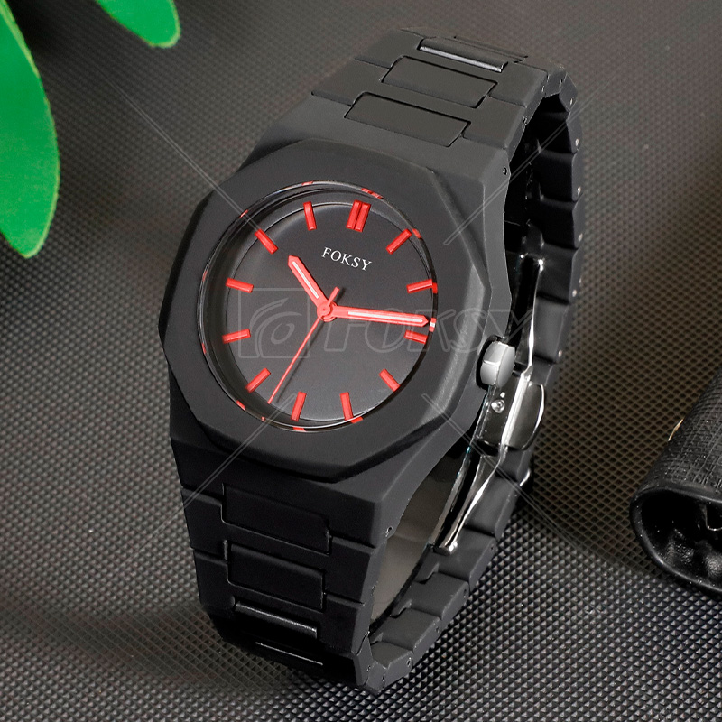 New Men'S Business Casual Plastic Strap Waterproof Accurate Quartz Wristwatch Fashion Watch