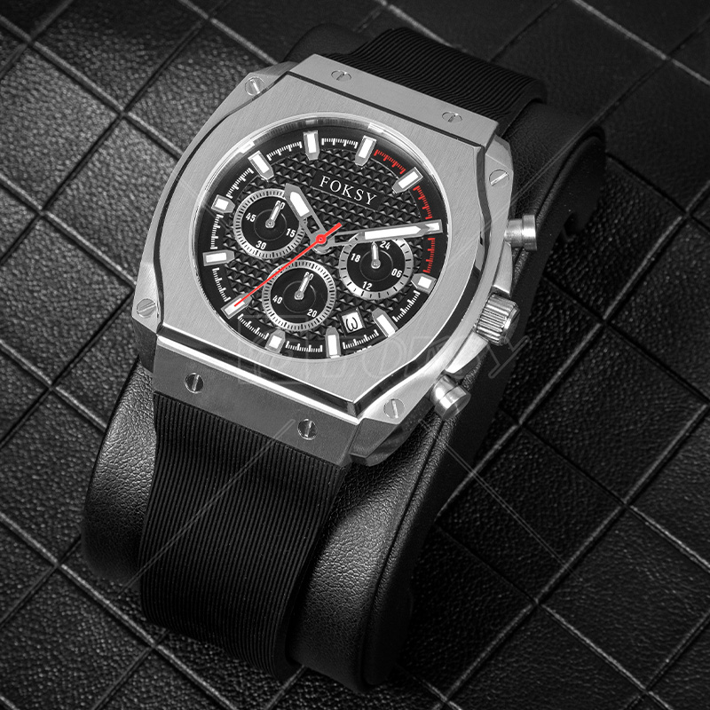 Custom Logo Stainless Steel Analog Wrist Luxury Multifunction Dial Quartz Chronograph Watch for Men