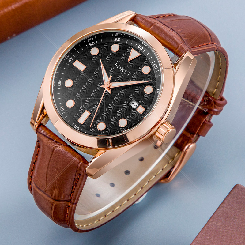 High Quality Classic OEM ODM Fashion Alloy Case Leather Strap Men Wrist Custom Logo Hand Quartz Watch