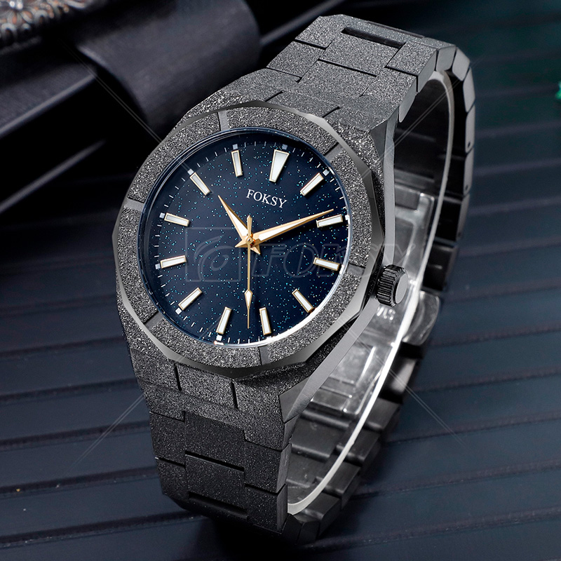 OEM ODM Custom Logo Wrist Luxury Quality Frosted Dust Star Private Label Men Quartz Watch Manufacturer for Men