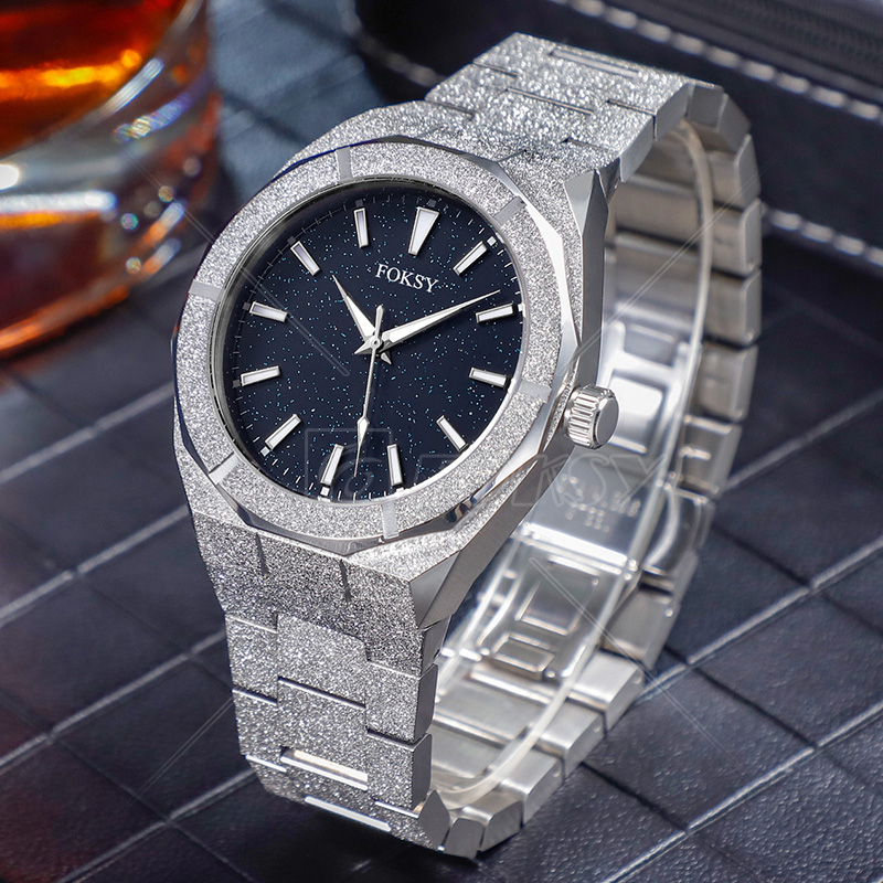 OEM ODM Custom Logo Wrist Luxury Quality Frosted Dust Star Private Label Men Quartz Watch Manufacturer for Men