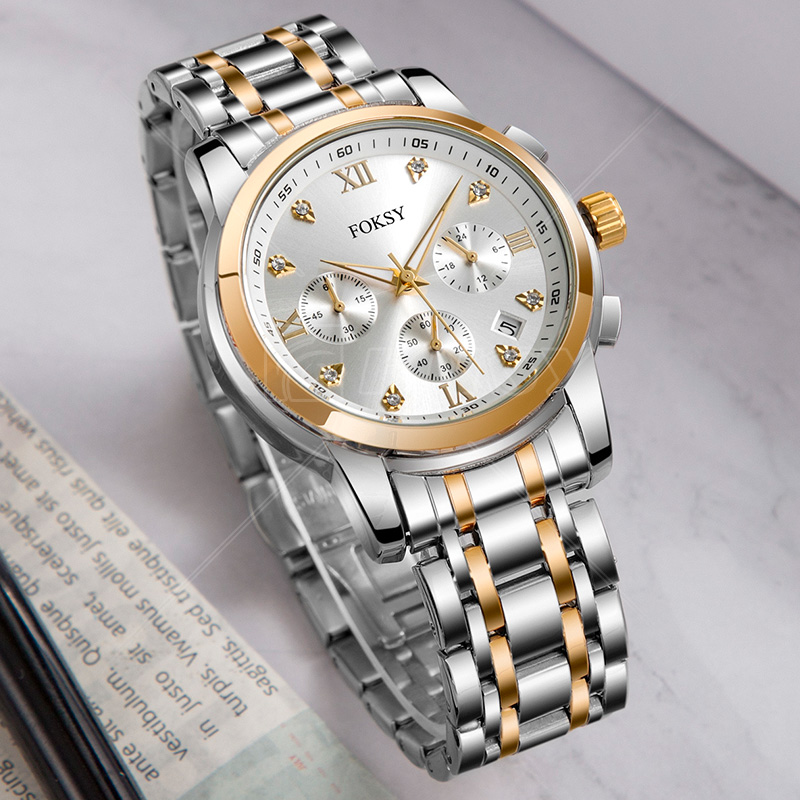 High Quality Manufacturer OEM Men Waterproof Luxury Wrist Bling Diamond Custom Logo Quartz Watch for Men with Crystal Rhinestone