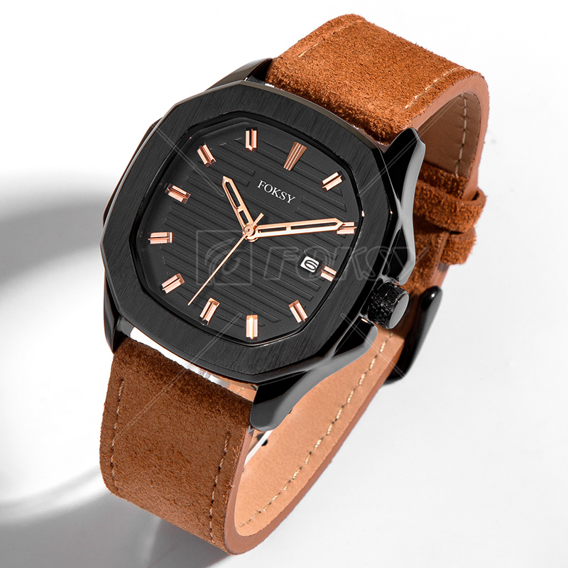 New Fashion Classic Brand Custom Logo Alloy Wrist Leather Strap Rectangular Rectangle Luxury Watch for Men