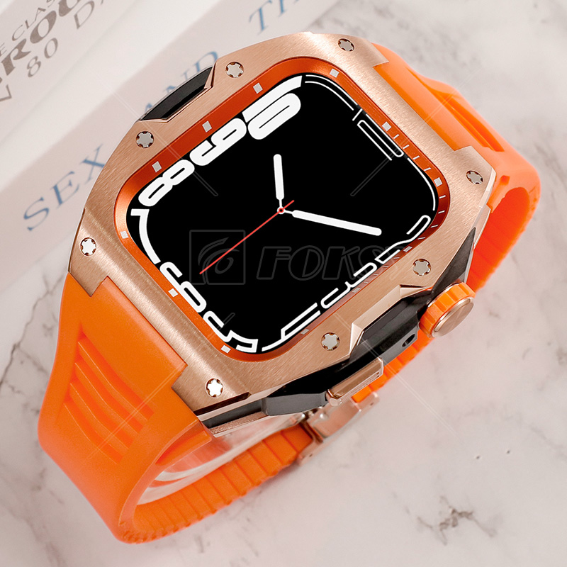 Luxury Stainless Steel Metal 40/41/42/44/45mm Watch Case and Strap Band for Apple 8