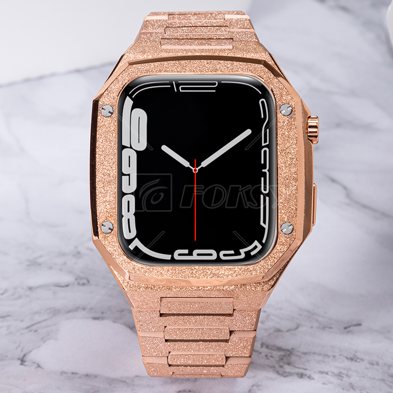New Design Luxury Modified Case Frosted Stainless Steel Straps Watch Brand Mod Case Kit 41mm 45mm For Apple Watch