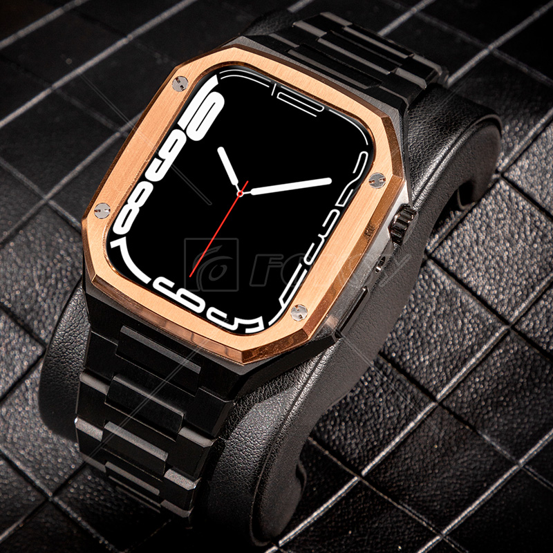 Custom Luxury Stainless Steel Watch Band Smart Watch Case For Apple Watch Ultra Series 8 /7