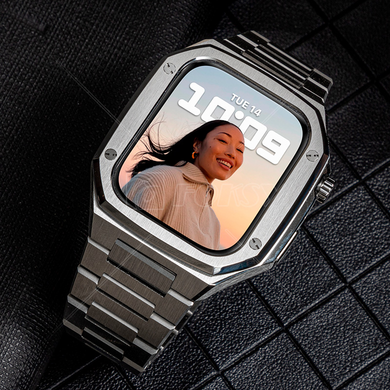 Custom Luxury Stainless Steel Watch Band Smart Watch Case For Apple Watch Ultra Series 8 /7