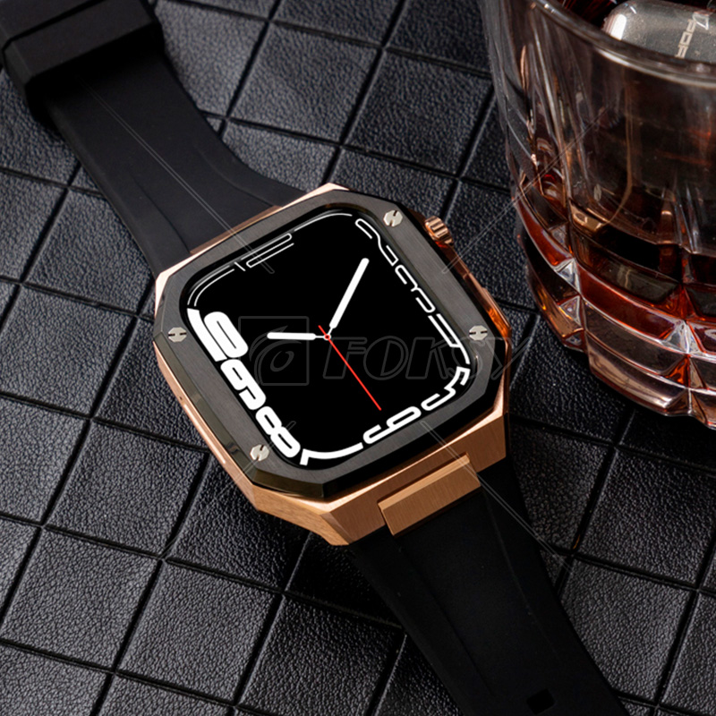 Custom Luxury Stainless Steel Watch Band Smart Watch Case For Apple Watch Ultra Series 8 /7