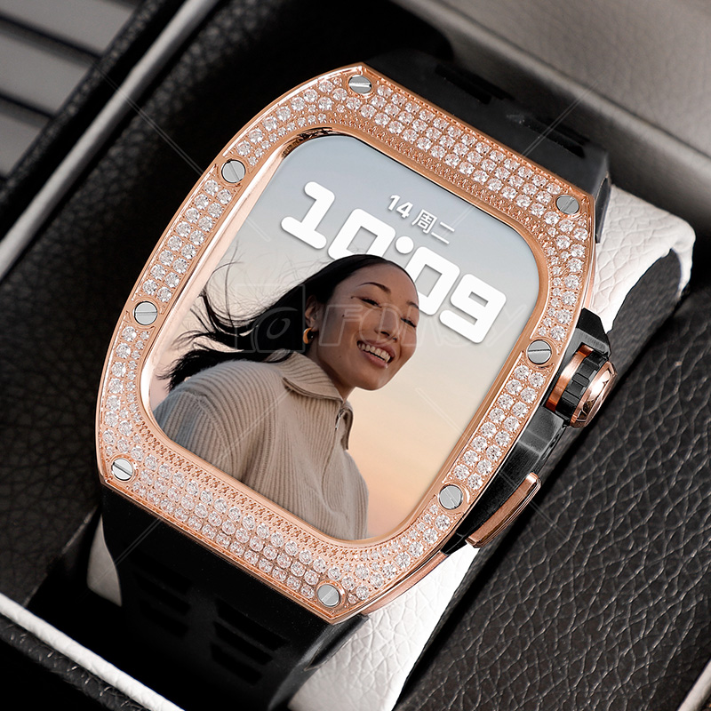 OEM Accept Luxury Carbon Fiber smart Watch Case for Apple watch Iwatch 44mm 45mm series 6 7 8 SE