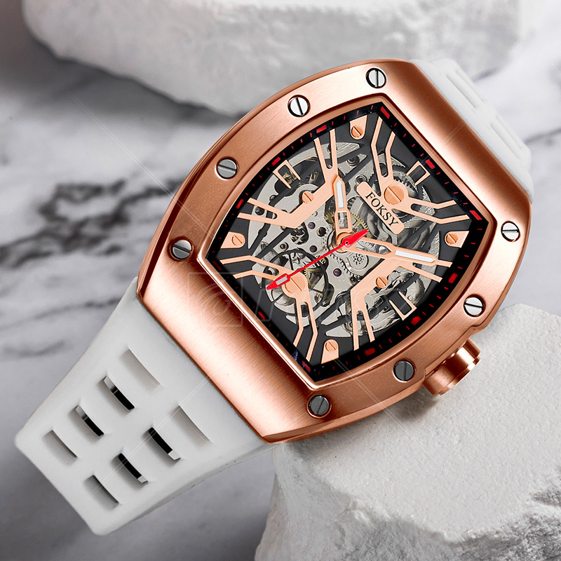 New fashion custom luxury skeleton watch automatic tourbillon watch men