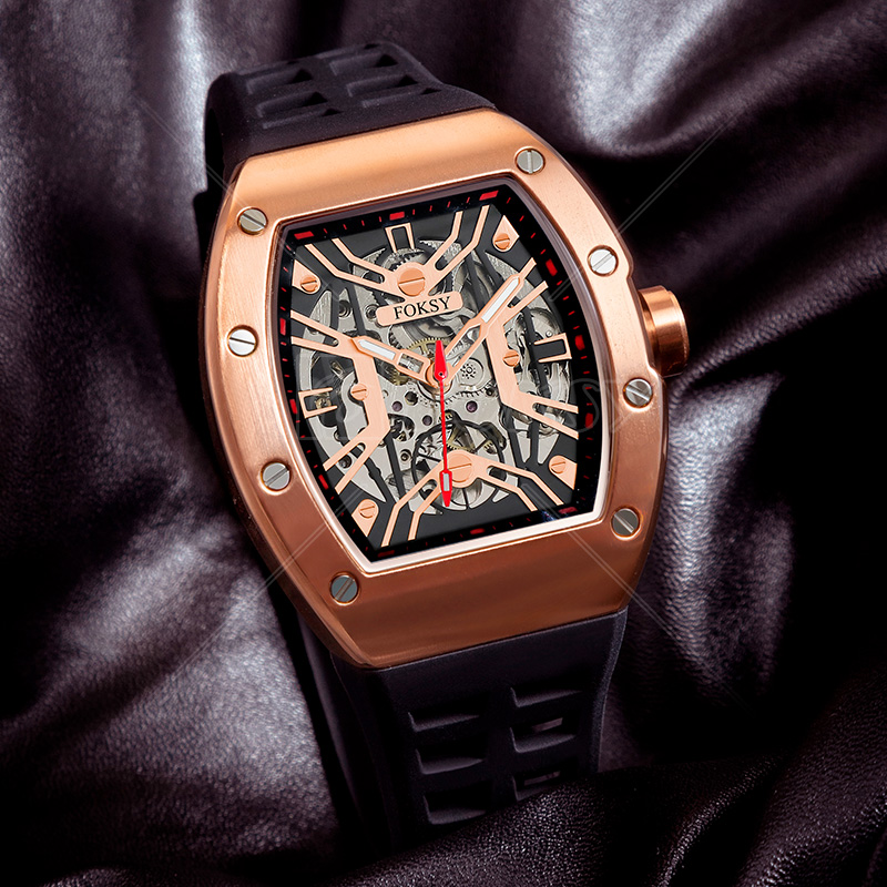 New fashion custom luxury skeleton watch automatic tourbillon watch men