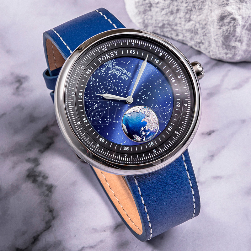 Wholesale Custom 5ATM Waterproof Stainless Steel Leather Strap Other Wristwatch Men Quartz Men Moon Wrist Montre Watch for Men