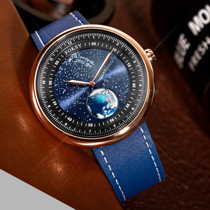 Wholesale Custom 5ATM Waterproof Stainless Steel Leather Strap Other Wristwatch Men Quartz Men Moon Wrist Montre Watch for Men