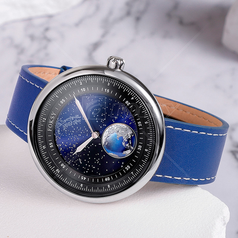 Wholesale Custom 5ATM Waterproof Stainless Steel Leather Strap Other Wristwatch Men Quartz Men Moon Wrist Montre Watch for Men