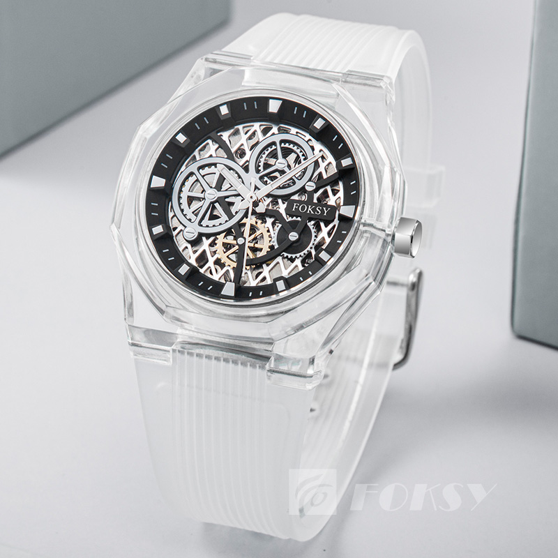 Wholesale Plastic Montre Homme Men Transparent Classic Luxury Custom Private Label Luxury Wrist Skeleton Automatic Watch