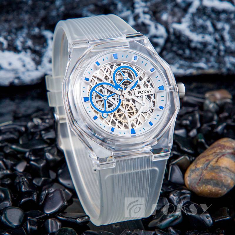 Wholesale Plastic Montre Homme Men Transparent Classic Luxury Custom Private Label Luxury Wrist Skeleton Automatic Watch