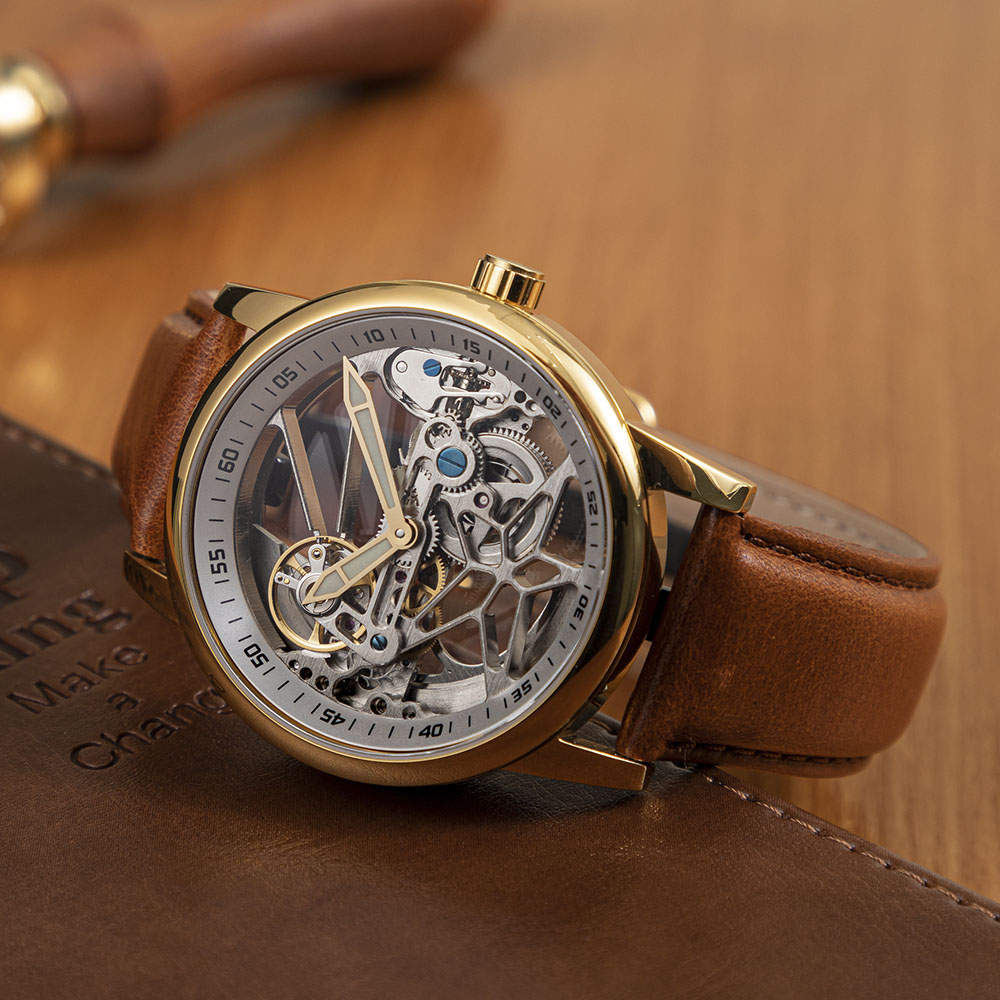 China Custom Brand Automatic Luxury Wristwatch Men Mechanical Wrist Skeleton Watch Wholesale Price