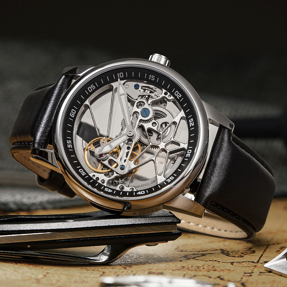 China Custom Brand Automatic Luxury Wristwatch Men Mechanical Wrist Skeleton Watch Wholesale Price