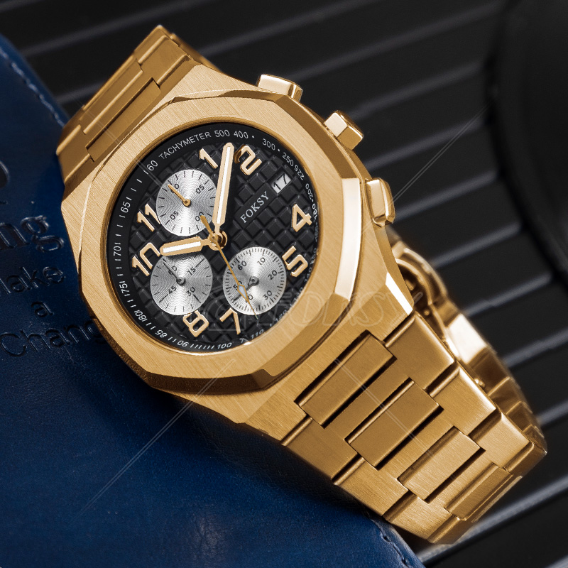 Classic Montre Homme Noire Reloj Negro Stainless Steel Wrist Luxury Black Quartz Watch for Men