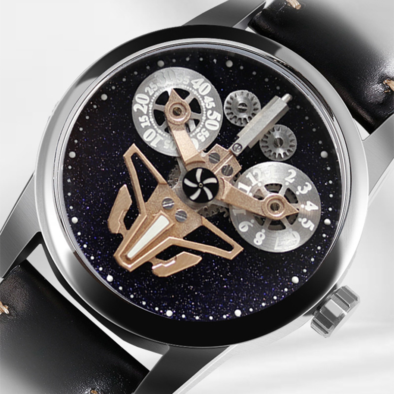 Good quality skeleton style luxury stainless steel band fully automatic mechanical watch custom logo