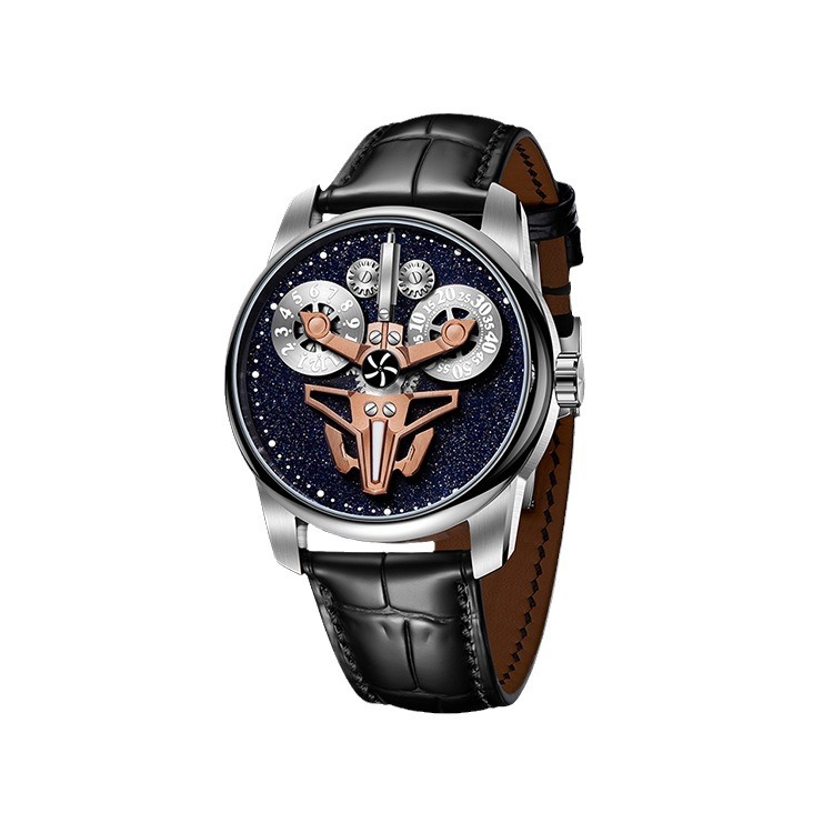 Good quality skeleton style luxury stainless steel band fully automatic mechanical watch custom logo